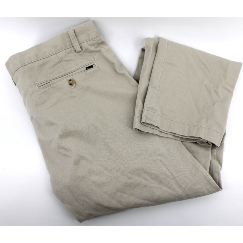 Polo Ralph Lauren Chino Pants Mens 35x32 Beige Slim Fit Cotton Twill